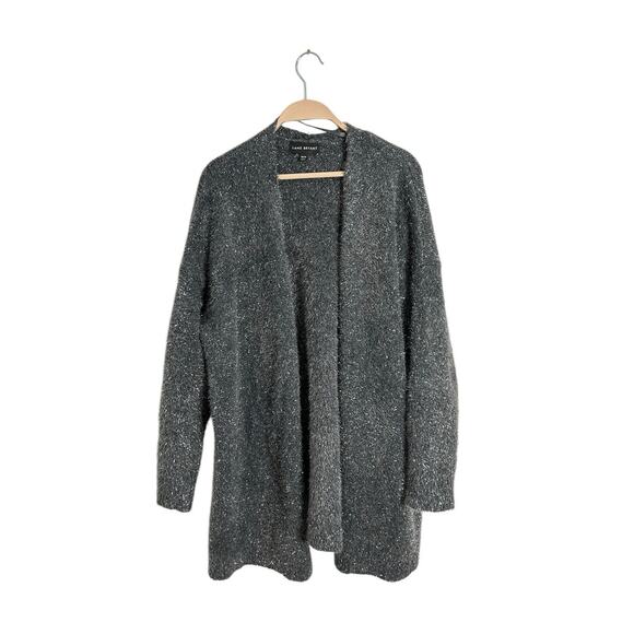 Lane Bryant sz 18/20 Gray with metallic silver open front cardigan sweater women - Picture 1 of 4